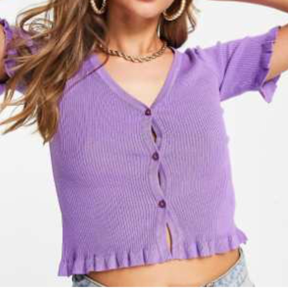 Purple Ribbed Cardigan